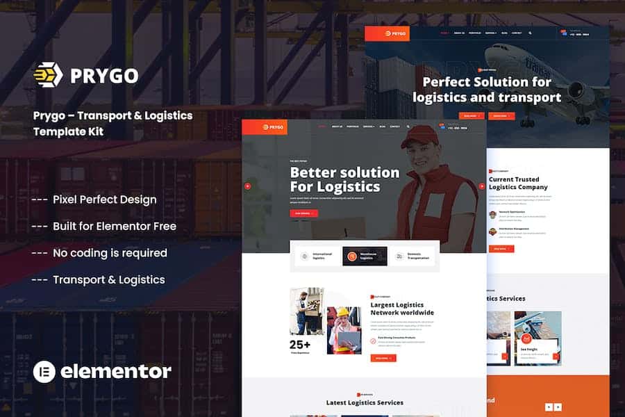 Prygo - Transport & Logistics Elementor Template Kit