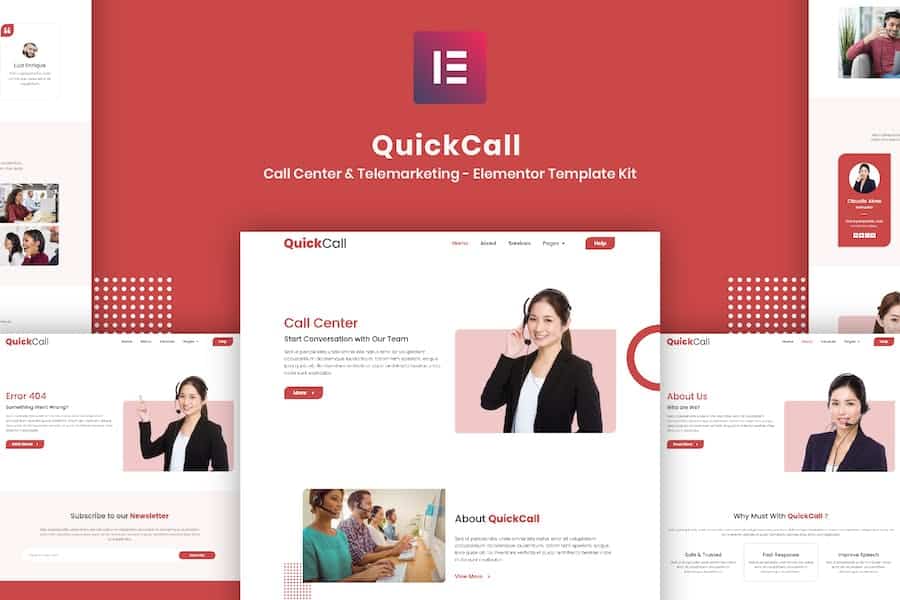 Quick Call - Call Center Elementor Template Kit