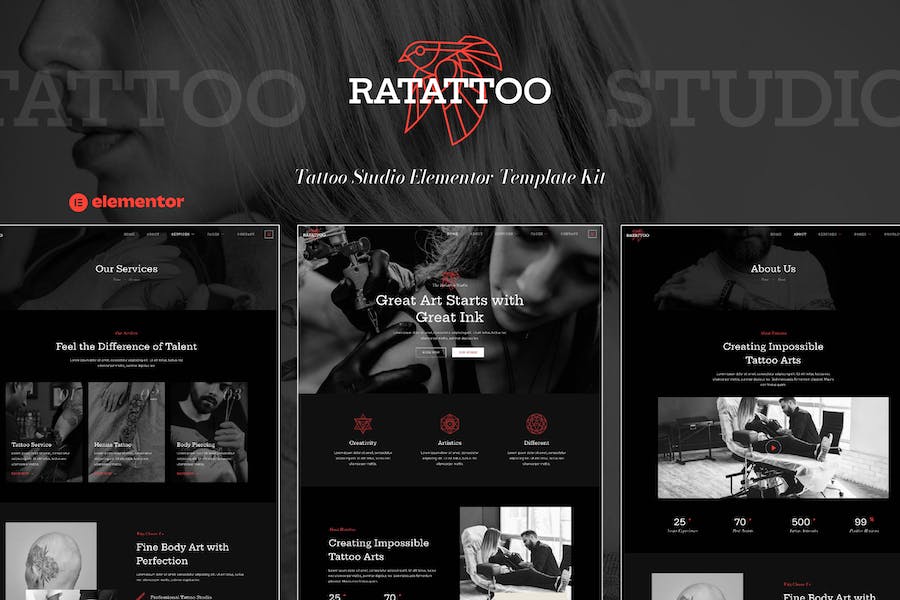 Ratattoo - Tattoo Studio Elementor Template Kit