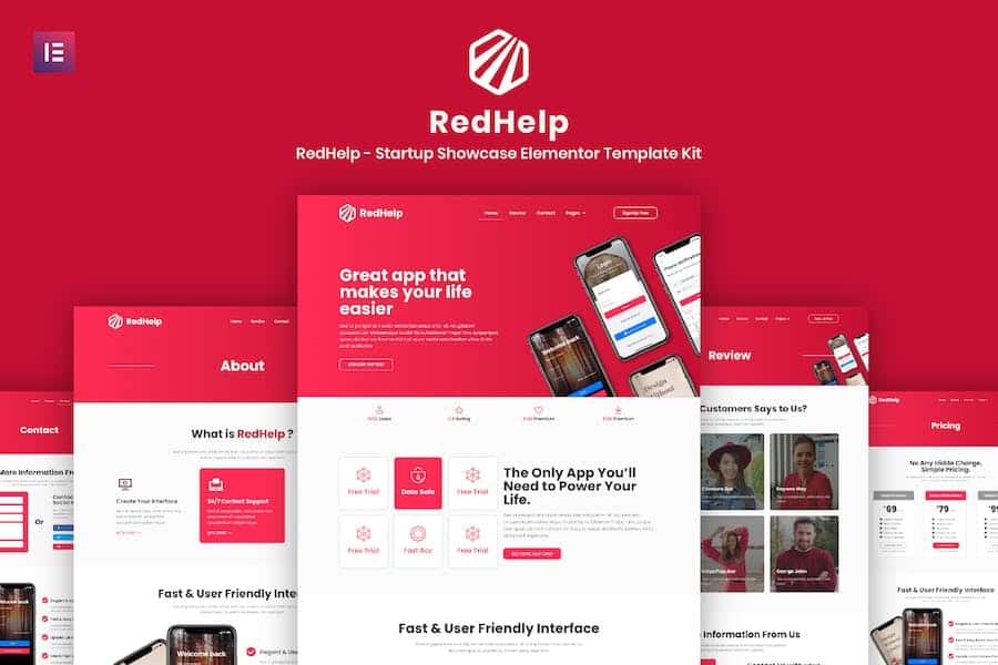 RedHelp - Startup Showcase Elementor Template Kit