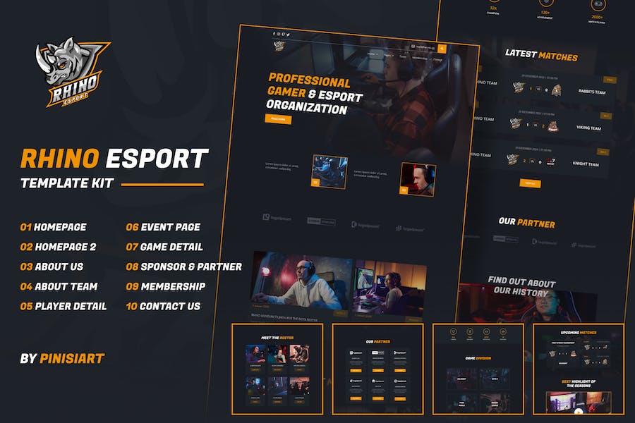 Rhino - Esports & Gaming Elementor Template Kit