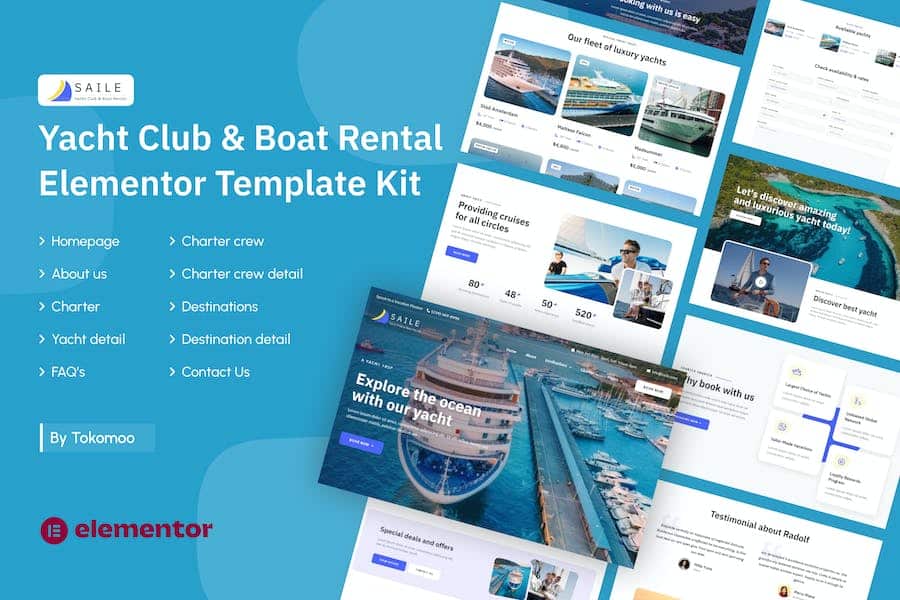 Saile - Yacht Club & Boat Rental Elementor Template Kit