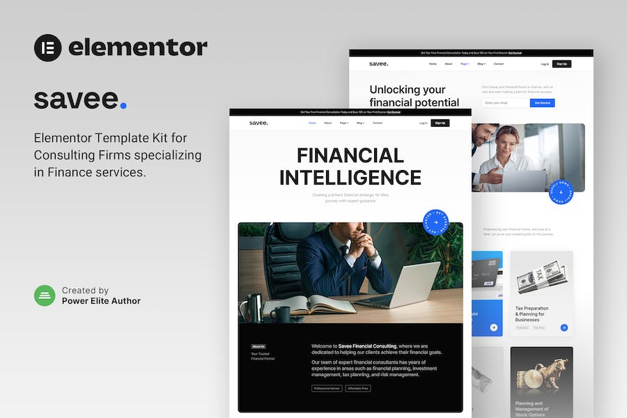 Savee - Financial Consulting Elementor Template Kit