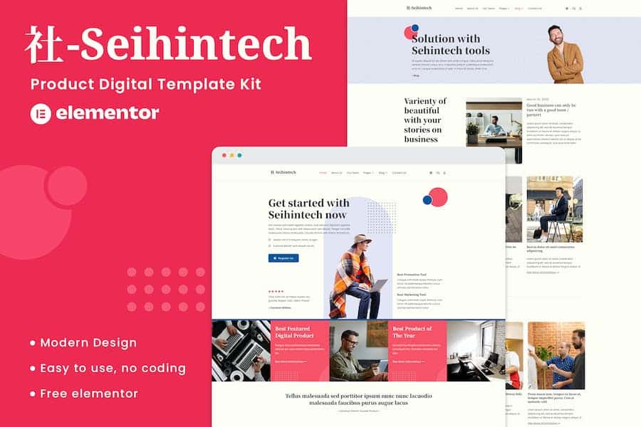 Seihintech  - Digital Product Elementor Template Kit