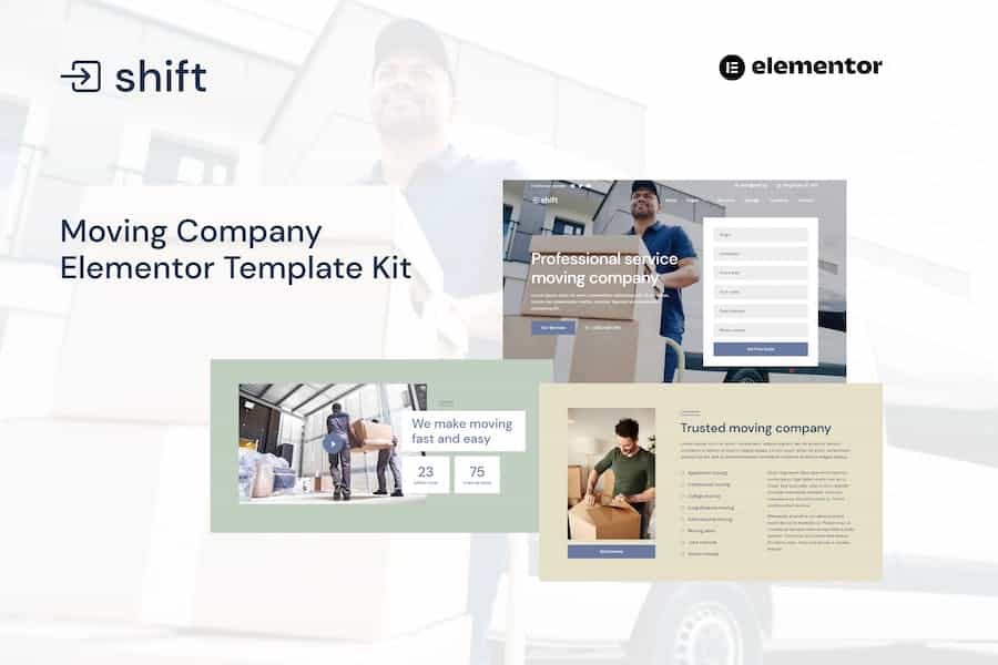 Shift - Moving Company Website Elementor Template Kit
