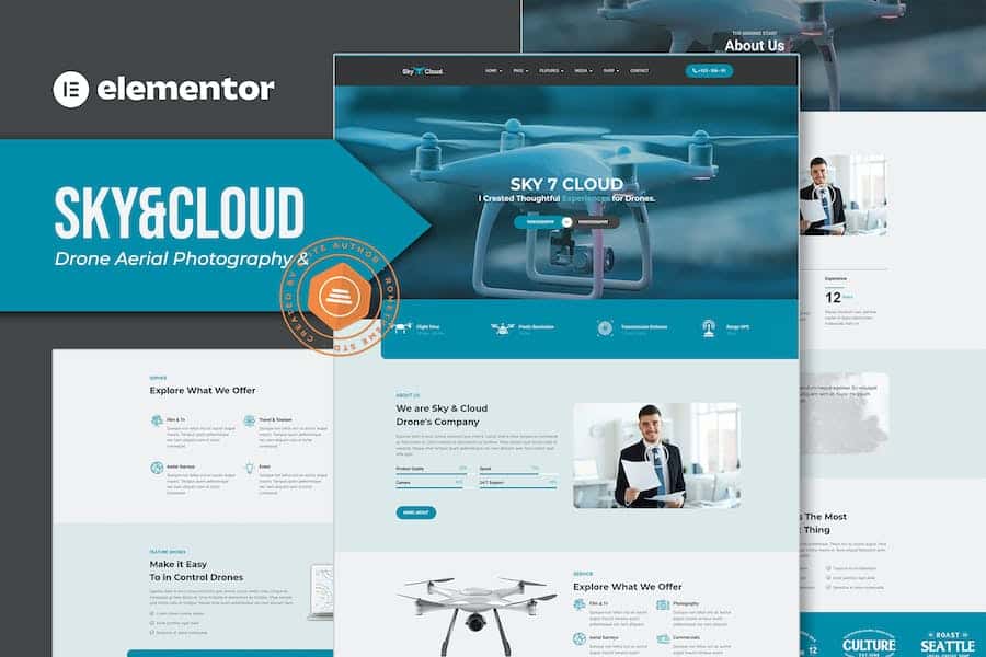 Sky&Cloud - Drone Aerial Photography & Videography Elementor Template Kit