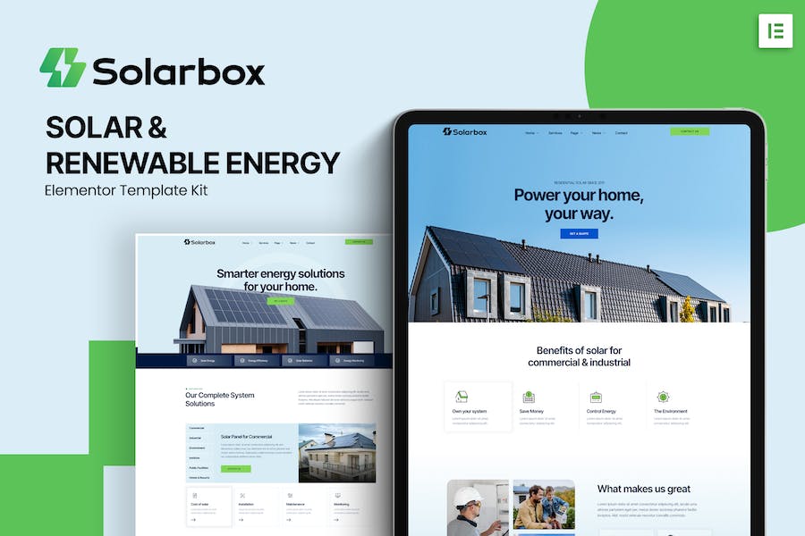 Solarbox - Solar & Renewable Energy Elementor Template Kit