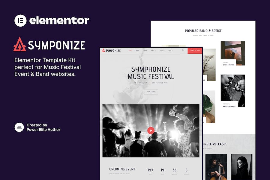 Symphonize - Music Festival Event & Band Elementor Template Kit