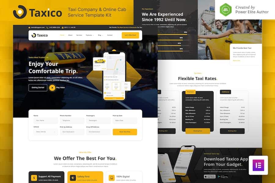 Taxico - Taxi Company & Online Cab Service Elementor Template Kit