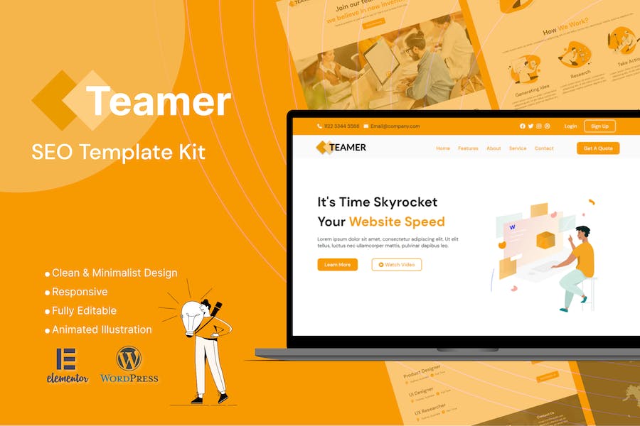 Teamer - SEO  Marketing Elementor Template Kit