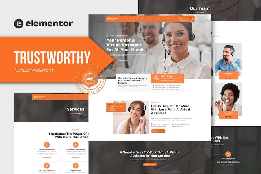 Trustworthy - Virtual Assistant Business Elementor Template Kit