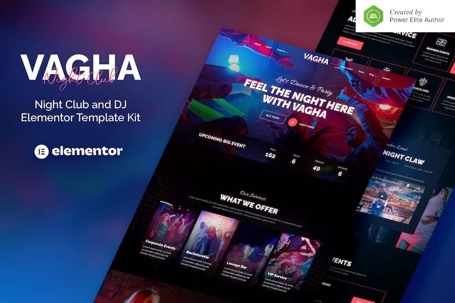 Vagha - Night Club & DJ Elementor Template Kit