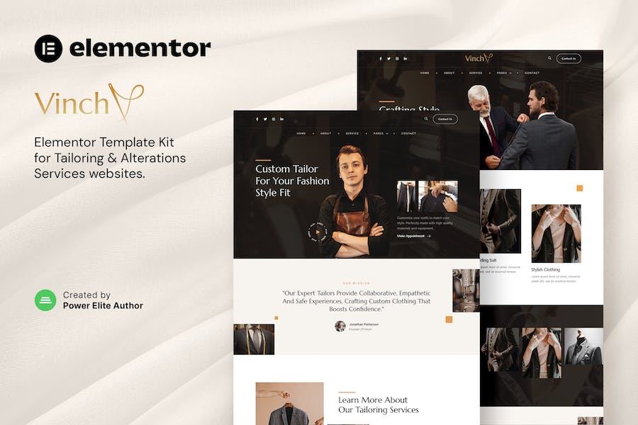 Vinch - Professional Tailoring & Alterations Services Elementor Template Kit