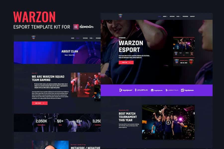 Warzon - Esports Gaming Elementor Template Kit