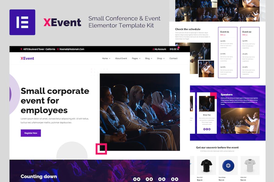 XEvent - Small Conference & Event Elementor Template Kit