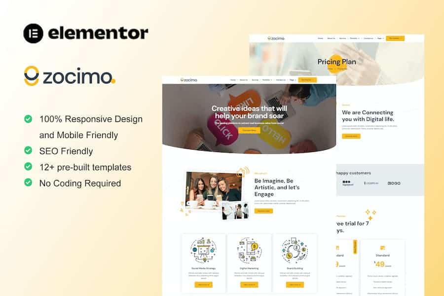 Zocimo - Social Media Marketing Agency Elementor Template Kit