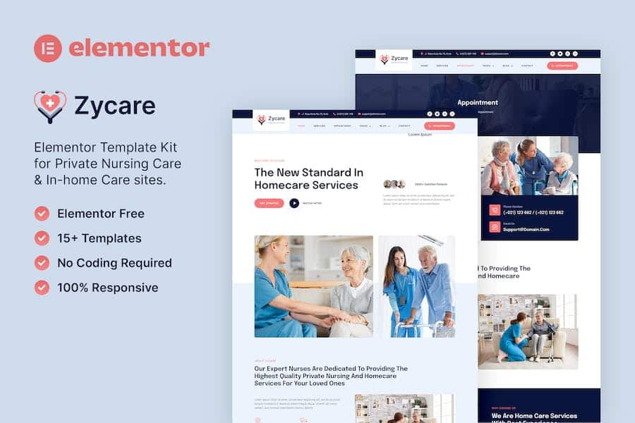 Zycare - In-home Care & Private Nursing Agency Elementor Template Kit